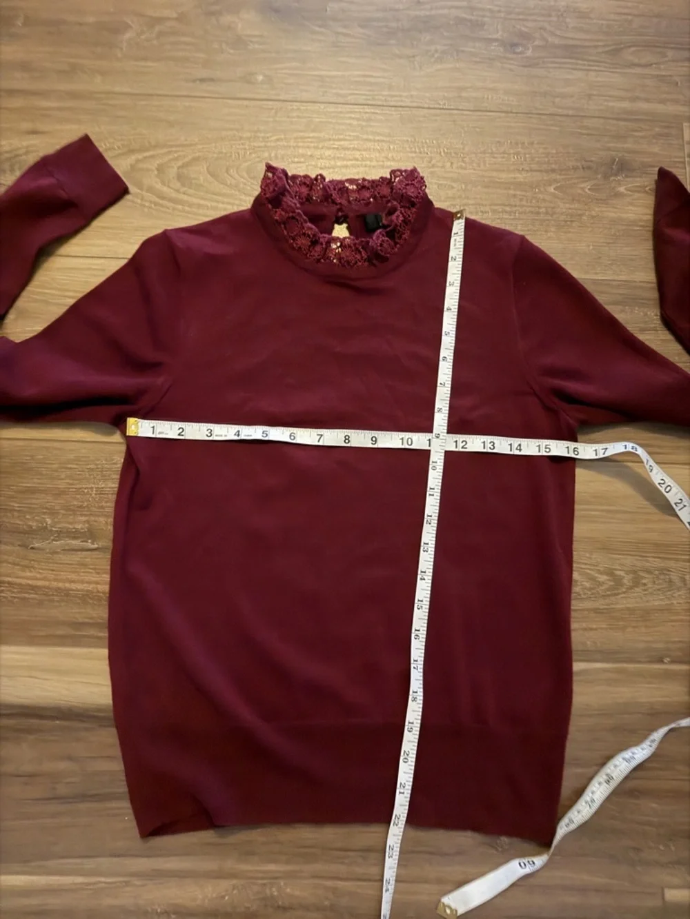 J.Crew Victorian Romantic Lace Collar Ruffle Lace Neck Maroon Size Small
